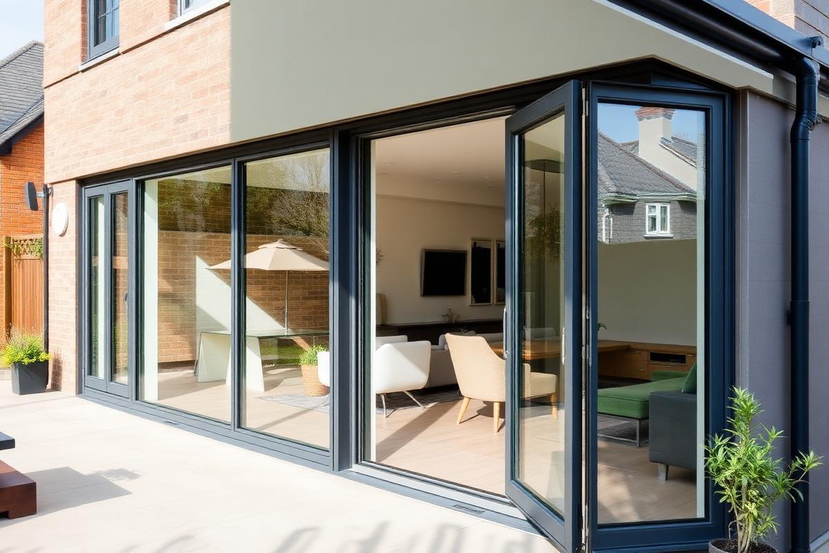 Anthracite aluminium windows on a modern extension