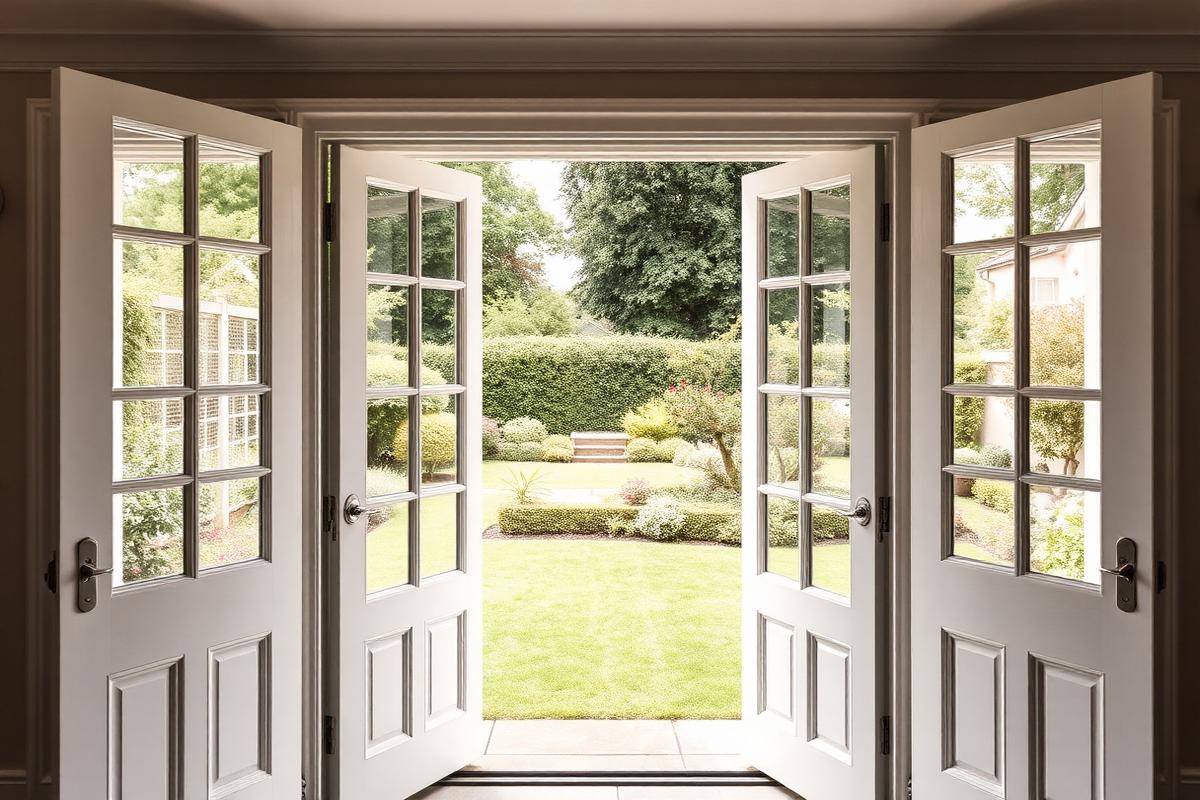 French doors installed in a dining room