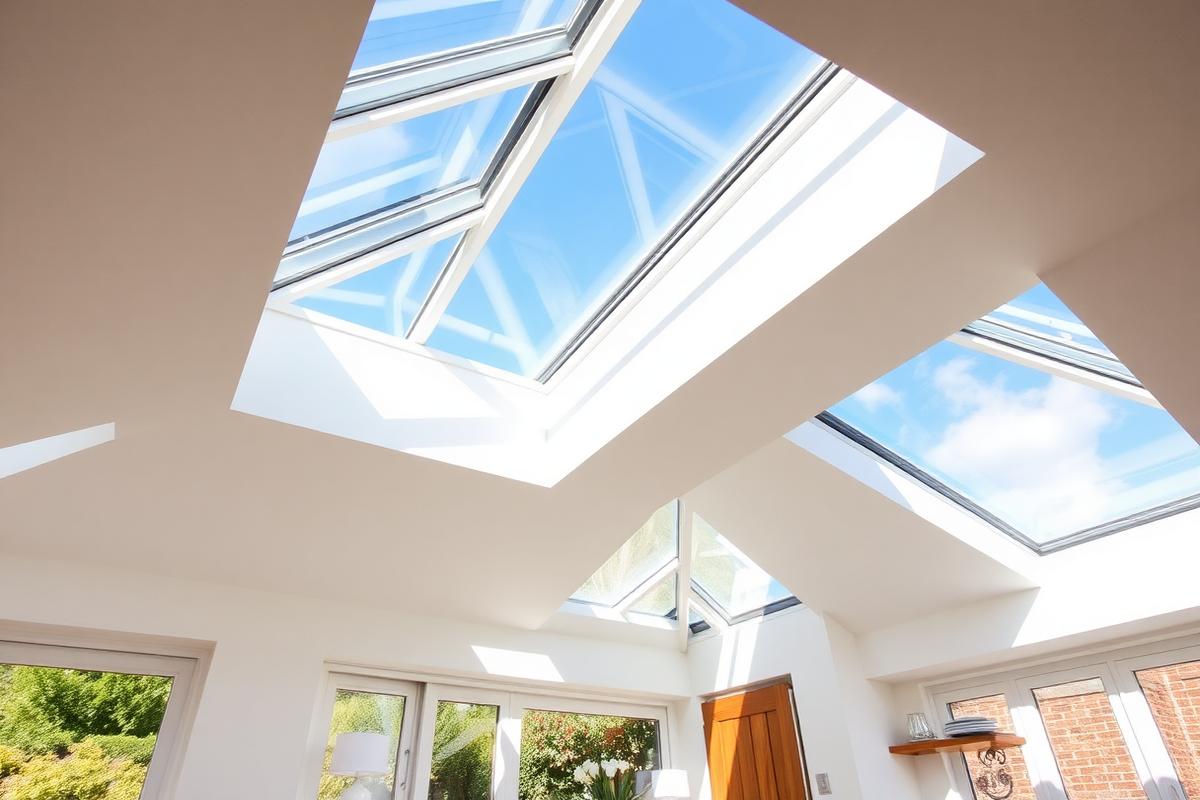 Roof lantern above a bright kitchen extension